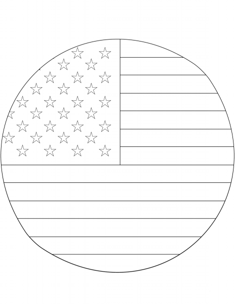 American Flag in Circle coloring page image