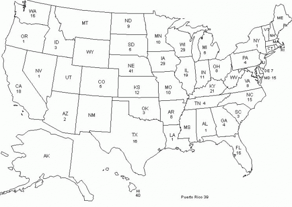 American States Map  coloring page image