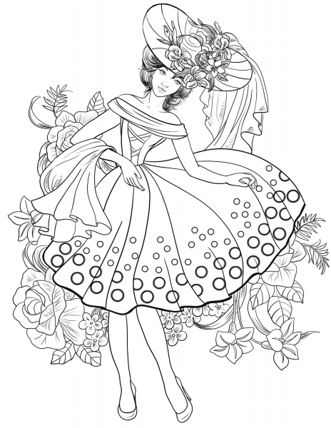American Woman from 40’s coloring page image