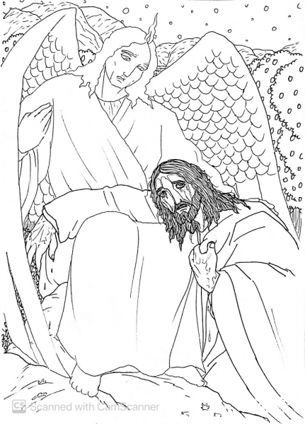 An Angel Appears and Comforts Jesus in His Anguish coloring page image