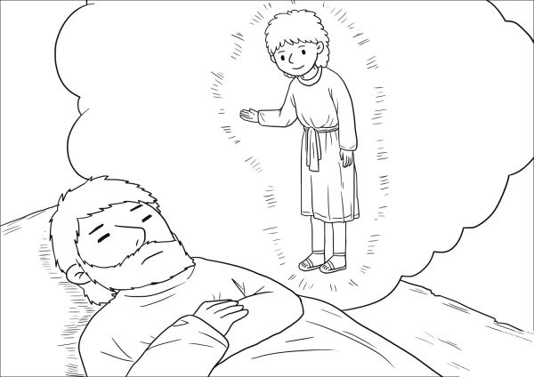 An Angel of the Lord Appeared to Joseph in a Dream coloring page image