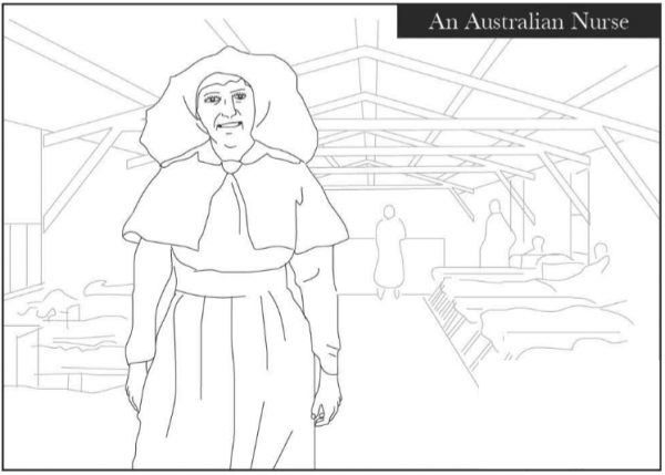 An Australian Nurse coloring page image
