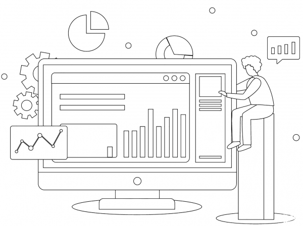 Analytics Infographics coloring page image