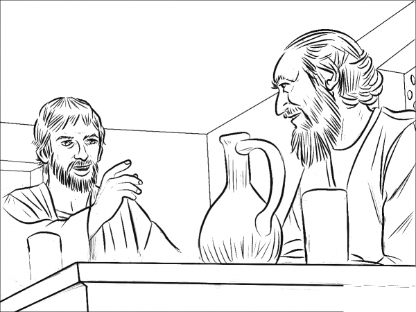 Ananias and Paul coloring page image