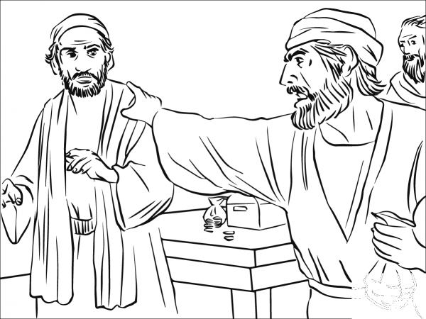 Ananias and Peter coloring page image