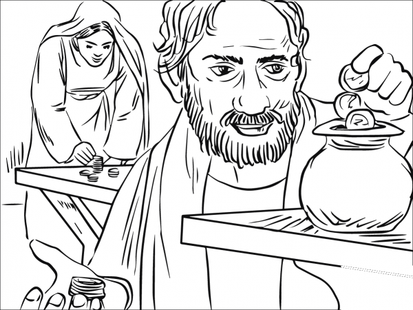 Ananias and Sapphira Lied to God coloring page image