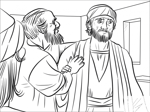 Ananias Helps Saul coloring page image