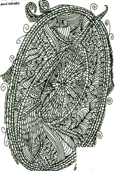 Ancestors Zentangle coloring page image