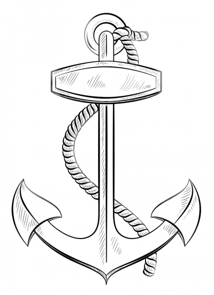 Anchor with Rope coloring page image