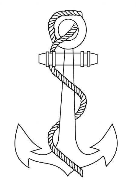 Anchor with Rope coloring page image