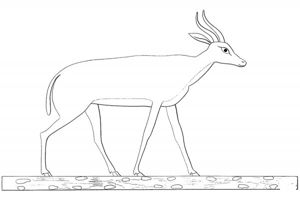 Ancient Egyptian Antelope coloring page image