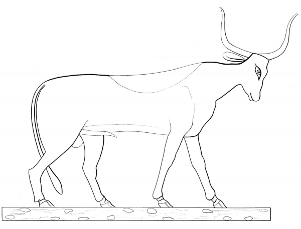 Ancient Egyptian Bull coloring page image