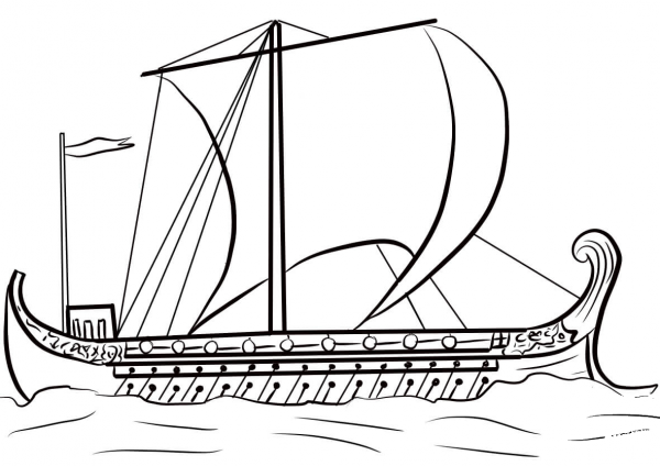Ancient Greek Ship coloring page image