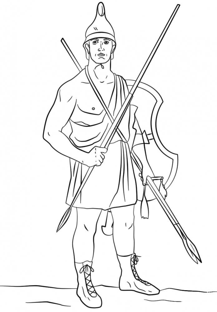 Ancient Greek Soldier - Agrianian peltast coloring page - ColouringPages