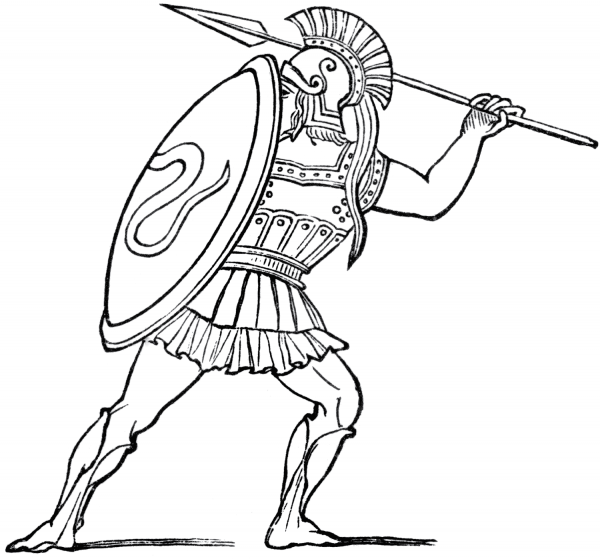 Ancient Greek Soldier coloring page image