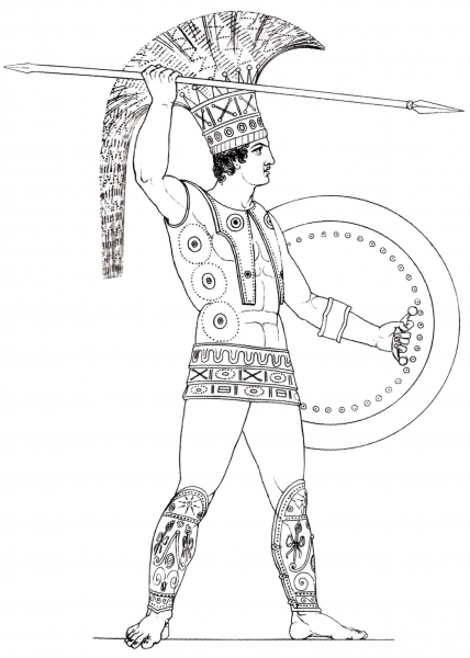 Ancient Greek Warrior coloring page image