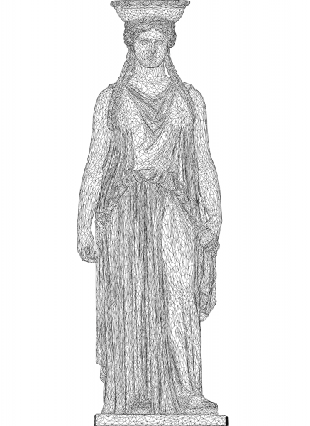 Ancient Greek Woman 3D Wireframe coloring page image