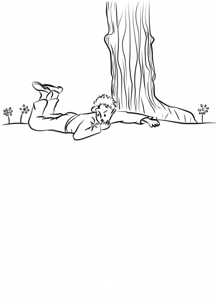 ‘And He Lay down in the Grass and Cried’ coloring page image