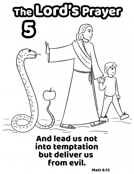 And Lead Us Not into Temptation but Deliver us from Evil coloring page image