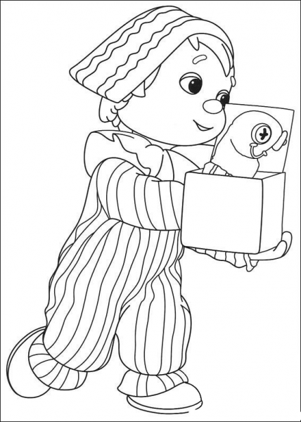 Andy child Is Holding his Toy  coloring page image