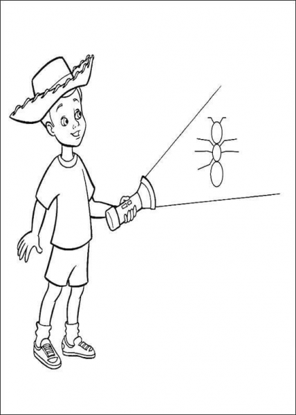 Andy Is Holding A Lamp  coloring page image