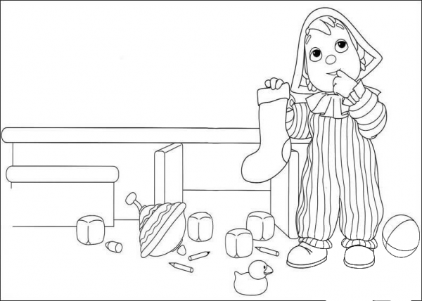 Andy Is Holding A Sock  coloring page image