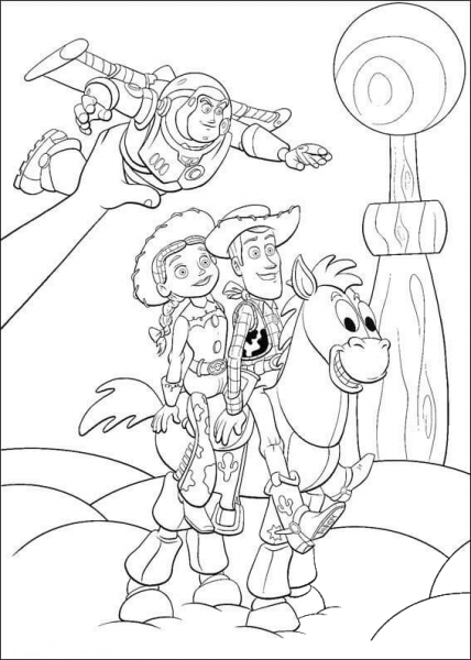Andy Is Playing His Toys  coloring page image