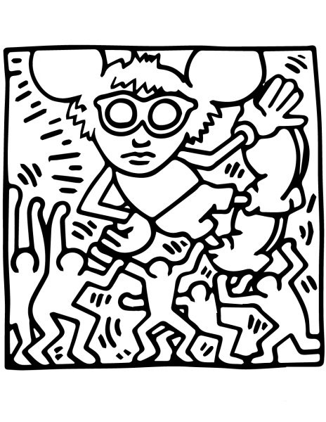 Andy Mouse by Keith Haring coloring page image