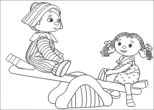 Andy Pandy and Looby Loo coloring page image