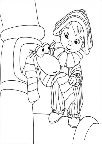Andy Pandy Gives A Shawl To The Snake  coloring page image