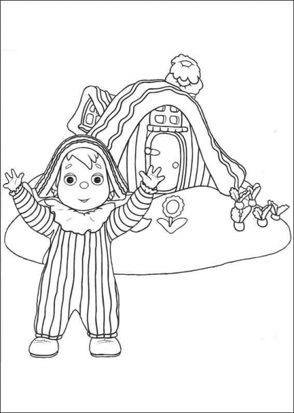 Andy Pandy Is Standing In Front Of The House  coloring page image