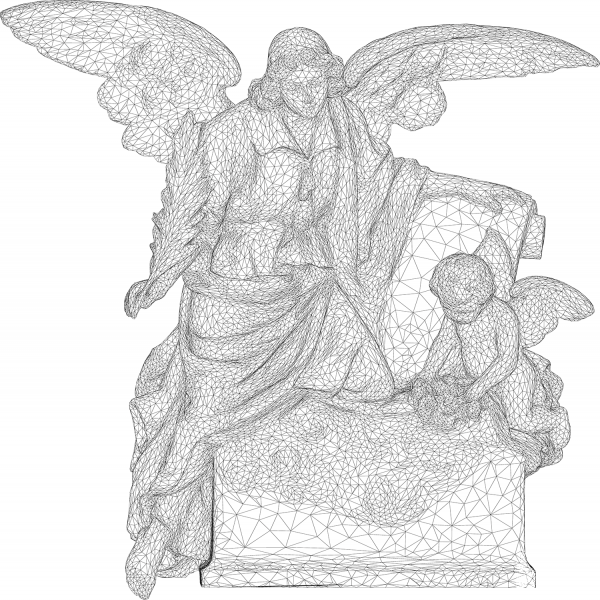 Angel and Cherub 3D Wireframe coloring page image
