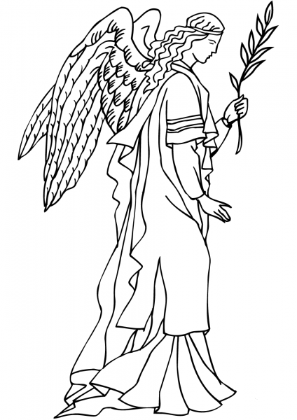 Angel Carrying a Palm Branch coloring page image