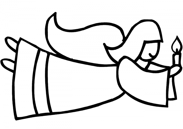 Angel Flying with Candle coloring page image