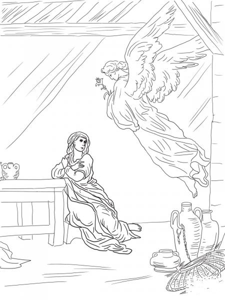Angel Gabriel Visits Mary coloring page image