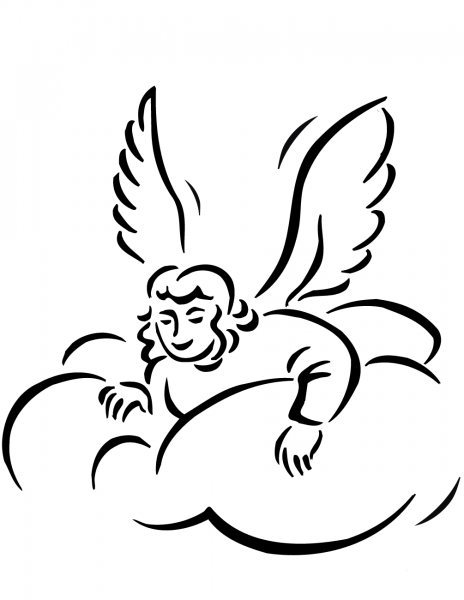Angel in Clouds coloring page image