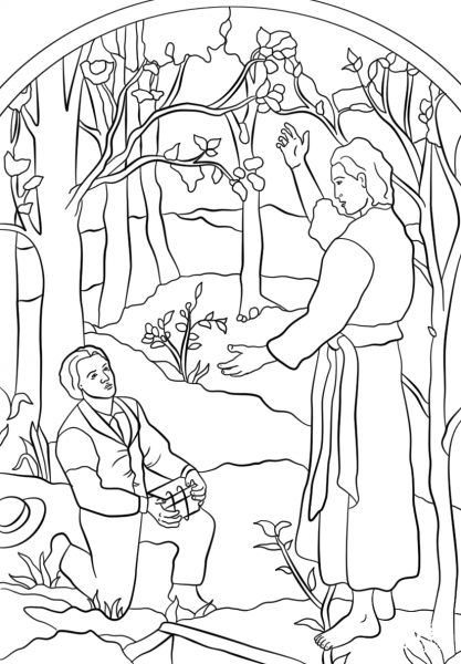 Angel Moroni Visits Joseph Smith coloring page image