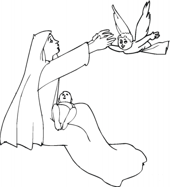 Angel Visits Mary  coloring page image