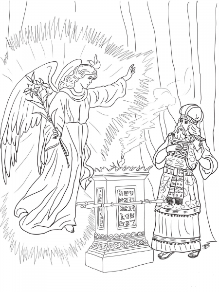 Angel Visits Zechariah coloring page image
