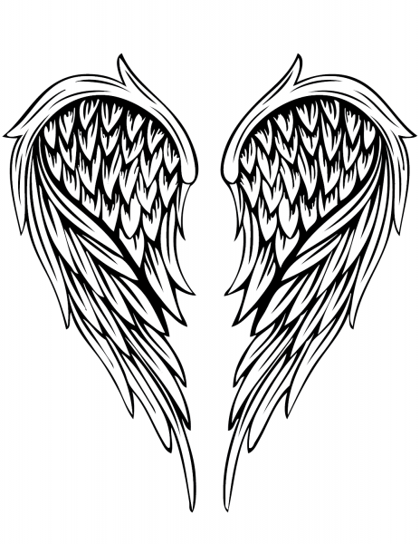 Angel Wings Tattoo coloring page image