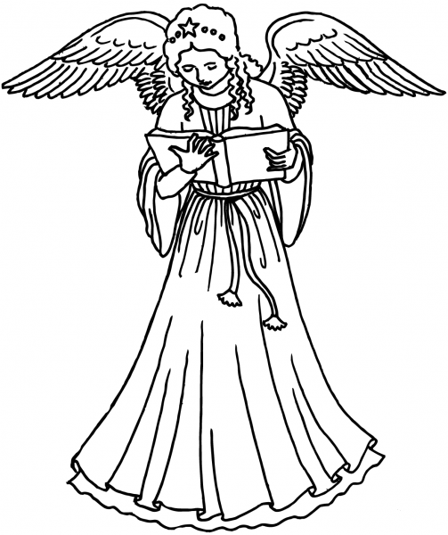 Angel with Book coloring page image