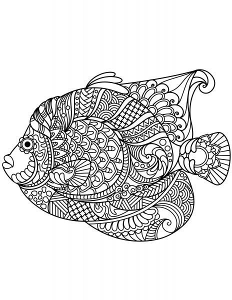 Angelfish Zentangle coloring page image