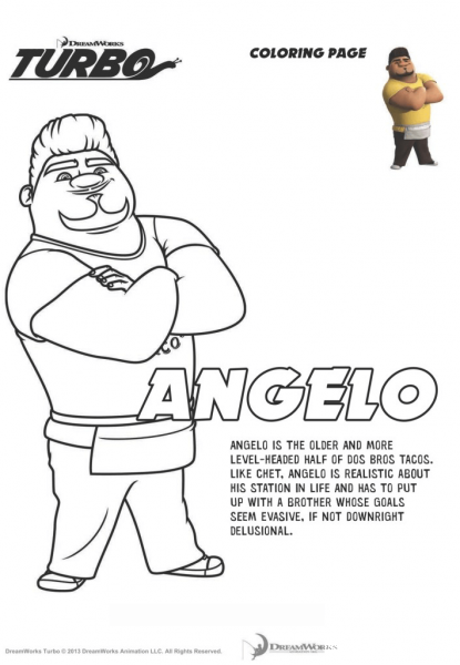 Angelo from Turbo coloring page image