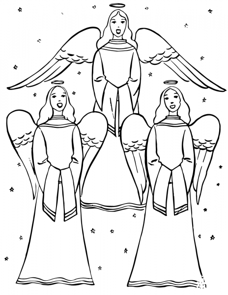 Angels Singing Christmas Carols coloring page image