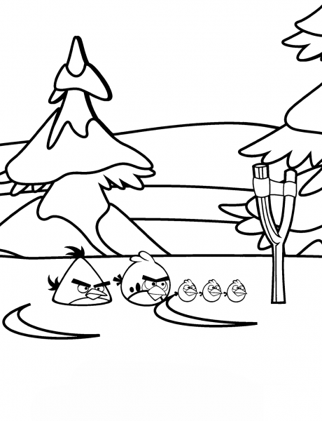 Angry Birds Winter Battles coloring page image