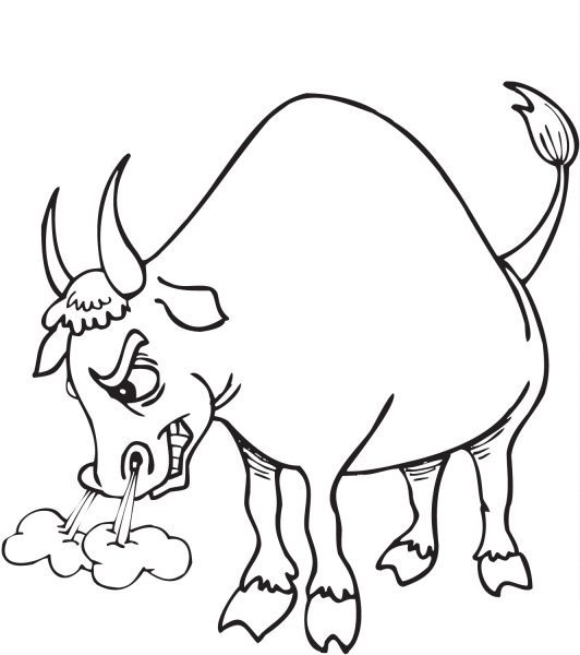 Angry Bull coloring page image