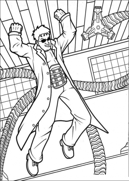 Angry Doctor Octopus  coloring page image