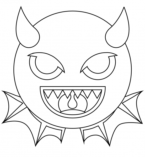Angry Face with Horns coloring page image