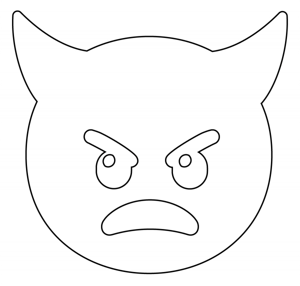 Angry Face with Horns Emoji coloring page image