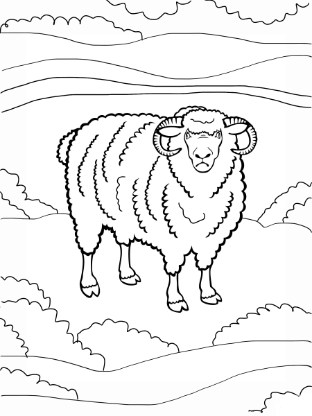 Angry Ram coloring page image